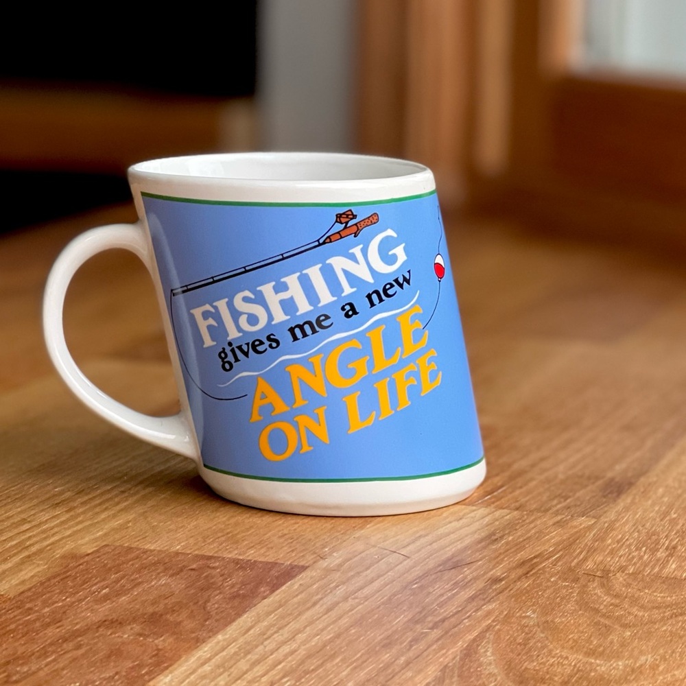 VTG Papel Coffee Mug Slants Fishing Gives Me A New Angle On Life